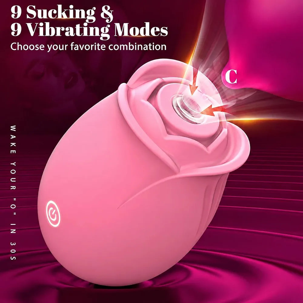 Rose App-Controlled Vibrator: 9-Mode Waterproof Sucking & Clitoral Stimulator for Couples