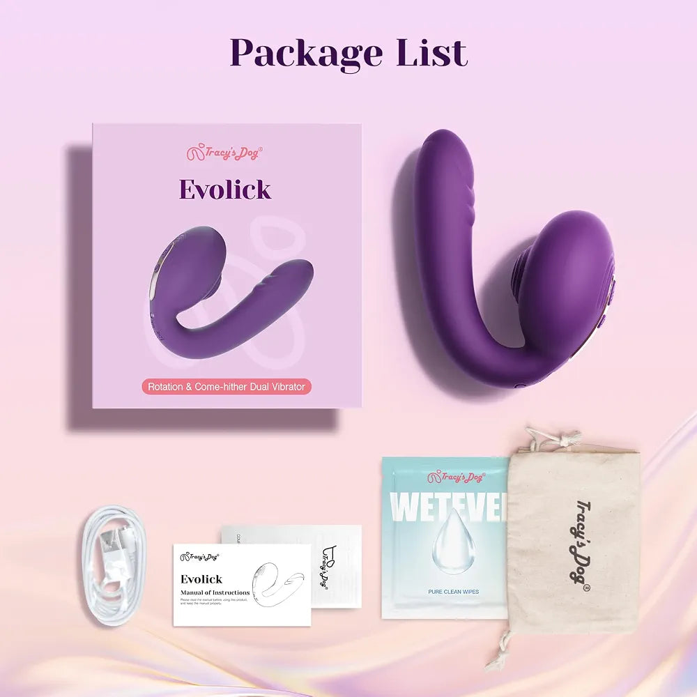 Dual-Action Silicone Vibrator with Rotating Licking and Pulsing Stimulation for Women