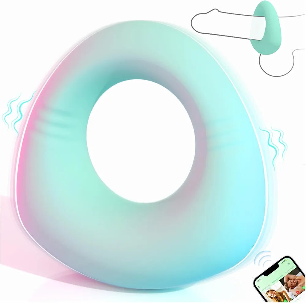 HOESDIK Rechargeable Silicone Vibrating Cock Ring with App Control and 10 Vibration Modes