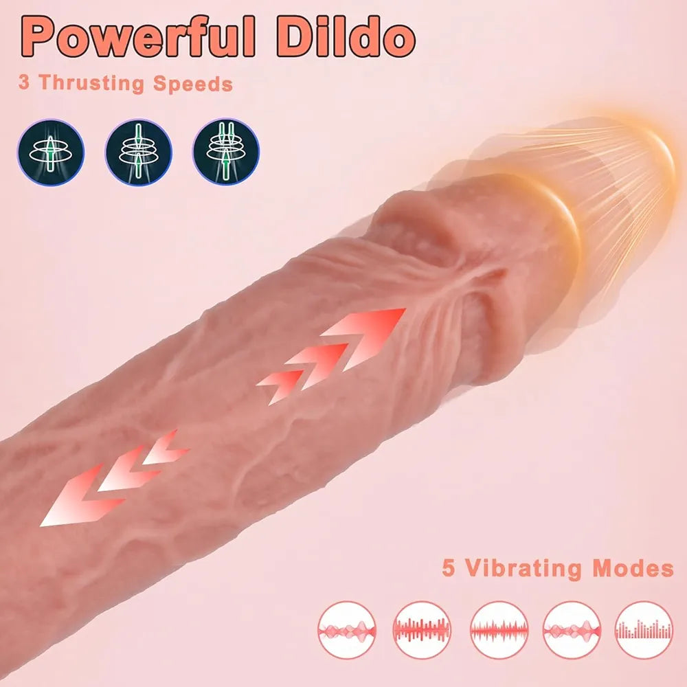 8.9-Inch Realistic Thrusting and Vibrating G-Spot Dildo with Remote Control, Suction Cup Base, and Multiple Stimulation Modes for Women and Couples