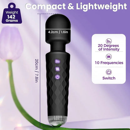 Allovü Rechargeable Wand Massager - Waterproof 10-Speed Clitoral Stimulator for Women