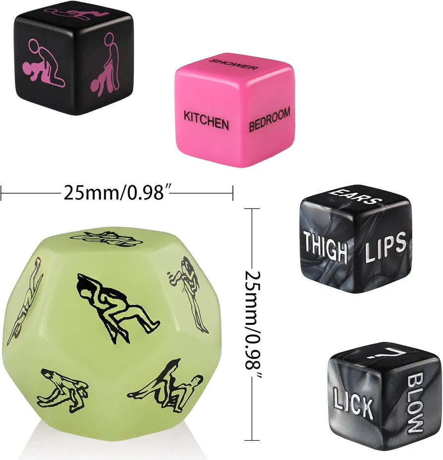 Glow-in-the-Dark Adult Couple's Bedroom Game Dice