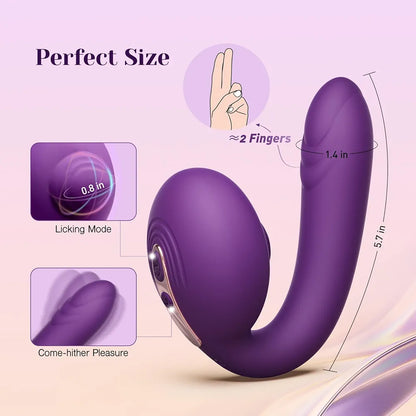 Dual-Action Silicone Vibrator with Rotating Licking and Pulsing Stimulation for Women