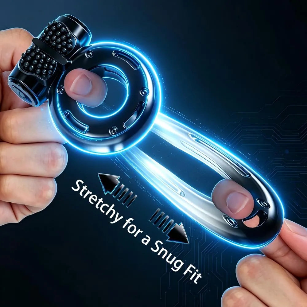 6-Piece Waterproof Silicone Vibrating Penis Ring Set for Couples Intimate Stimulation