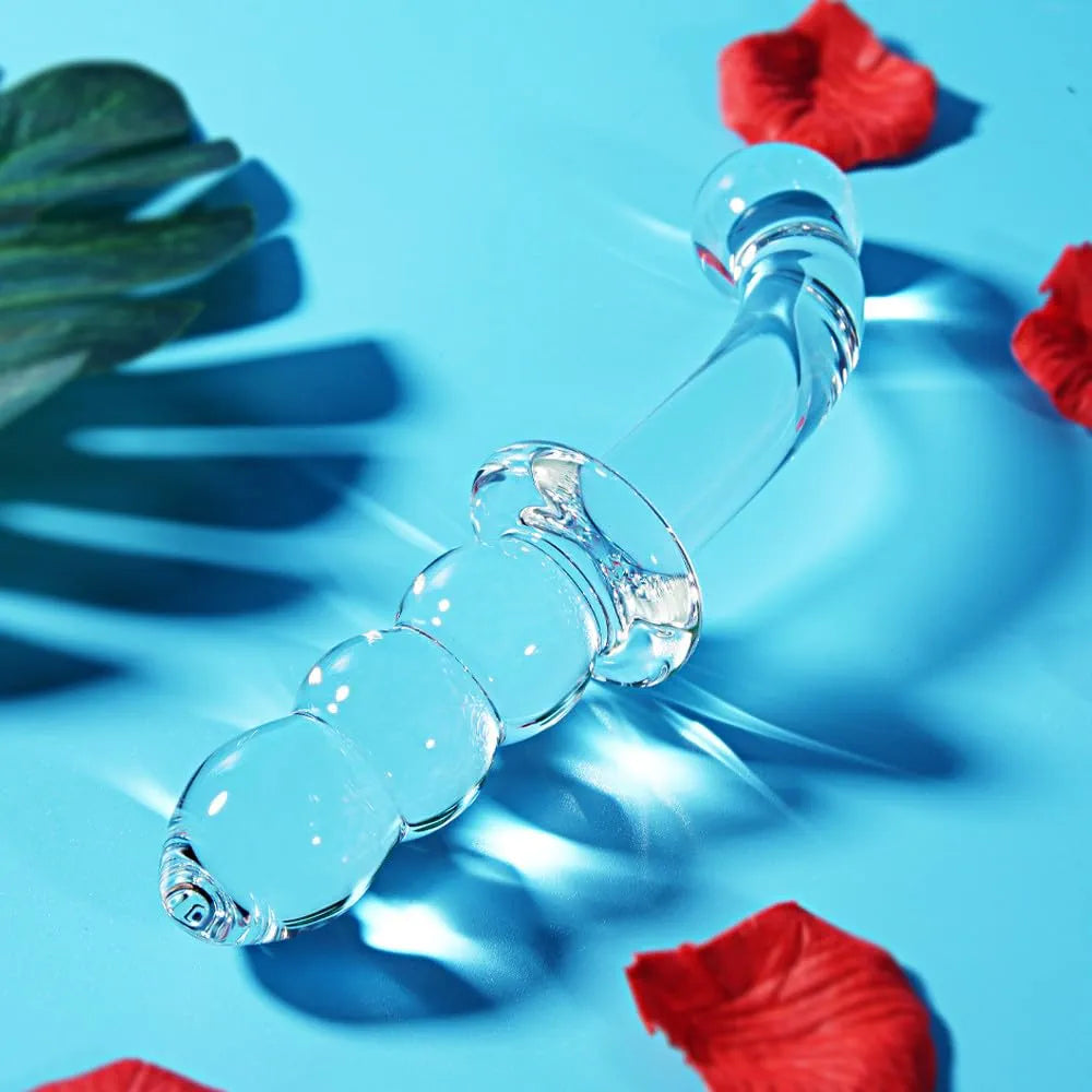Ergonomic Double-Ended Crystal Glass Anal Bead Massager for Beginners