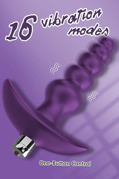 Premium 16-Mode Silicone Vibrating Anal Beads with Graduated Design and Waterproof Bullet