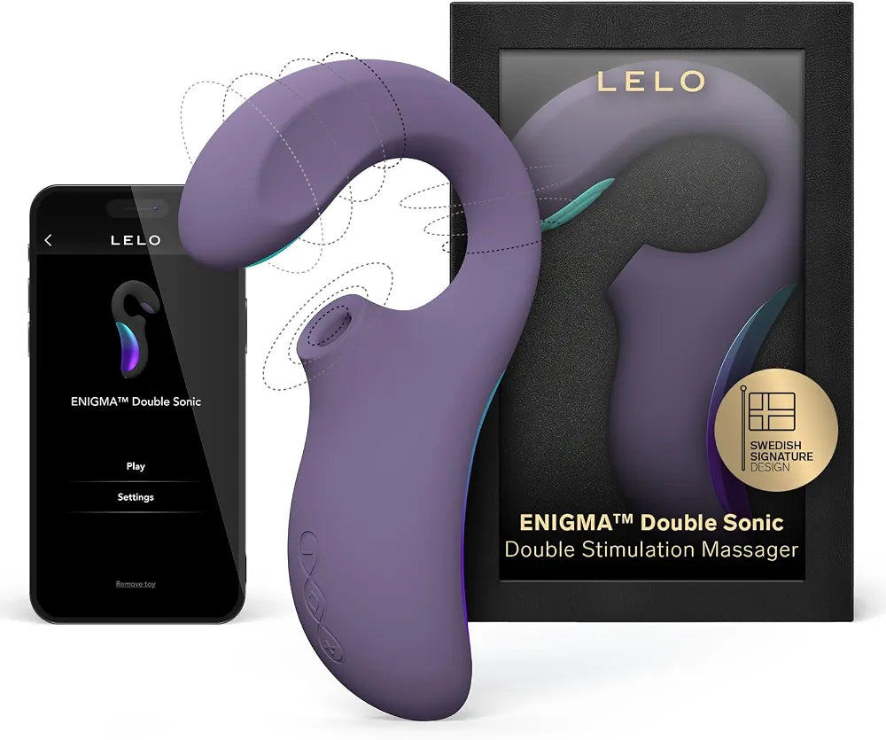 LELO Enigma Sonic Wave Double Stimulation Massager - App-Controlled Rabbit Vibrator in Cyber Purple