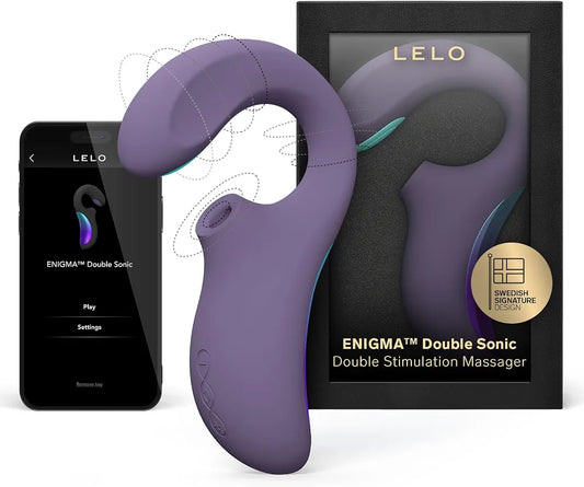 LELO Enigma Sonic Wave Double Stimulation Massager - App-Controlled Rabbit Vibrator in Cyber Purple