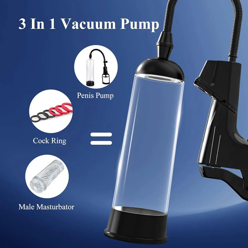 Sex Toy Male Penis Pump - UTIMI Pennis Extender Adult Sex Toys - Pumps & Enlargers for Men with 3 Penis Ring and 2 Silicone Sleeve,Sex Machine Enlarge Juguetes Sexuales for Stronger Bigger Erections