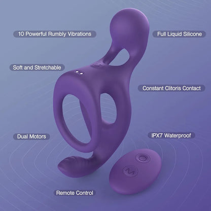 Remote-Controlled Waterproof Vibrating Cock Ring for Couples' Intimacy and Stimulation