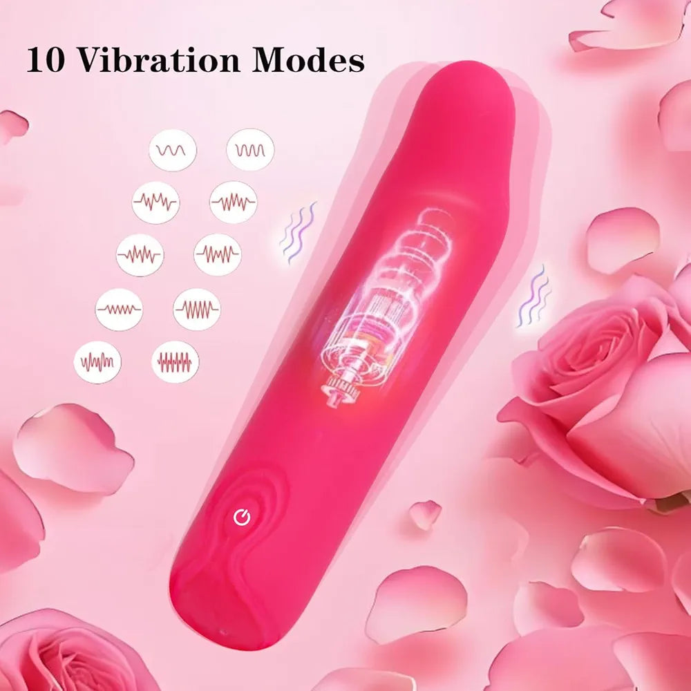Premium Waterproof Rechargeable Mini Bullet Vibrator - 10 Vibration Modes Full Silicone G-Spot and Clitoral Massager