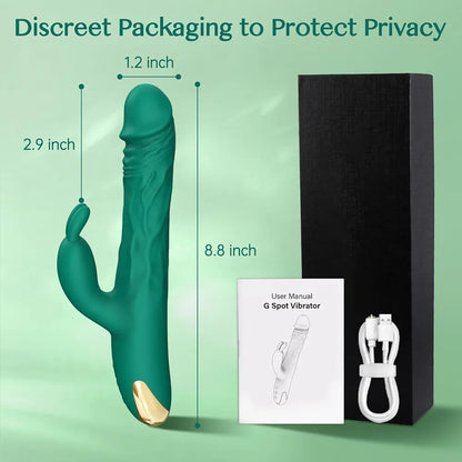 Dual-Action Rabbit Vibrator with 5 Thrusting and 10 Vibration Settings for Targeted G-Spot Stimulation