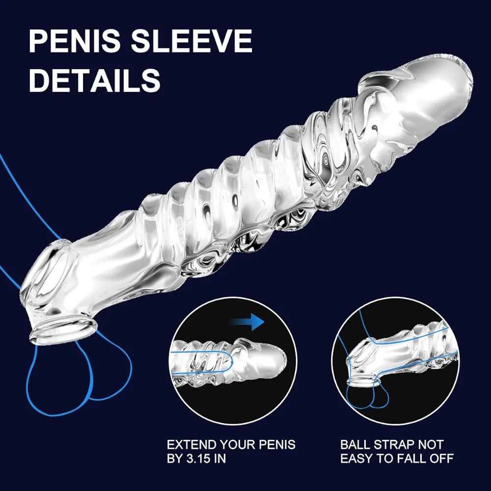 Realistic 3.15-Inch Penis Extender and Girth Enhancer Sleeve for Men