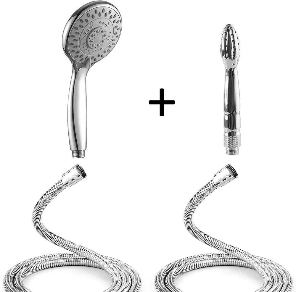 Premium Aluminum Handheld Shower Douche System - Anal and Vaginal Cleaning Kit with Velvet Carry Bag