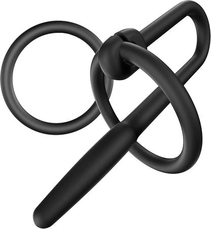 Silicone Urethral Dilator and Penis Plug with Dual Rings for Experienced Users