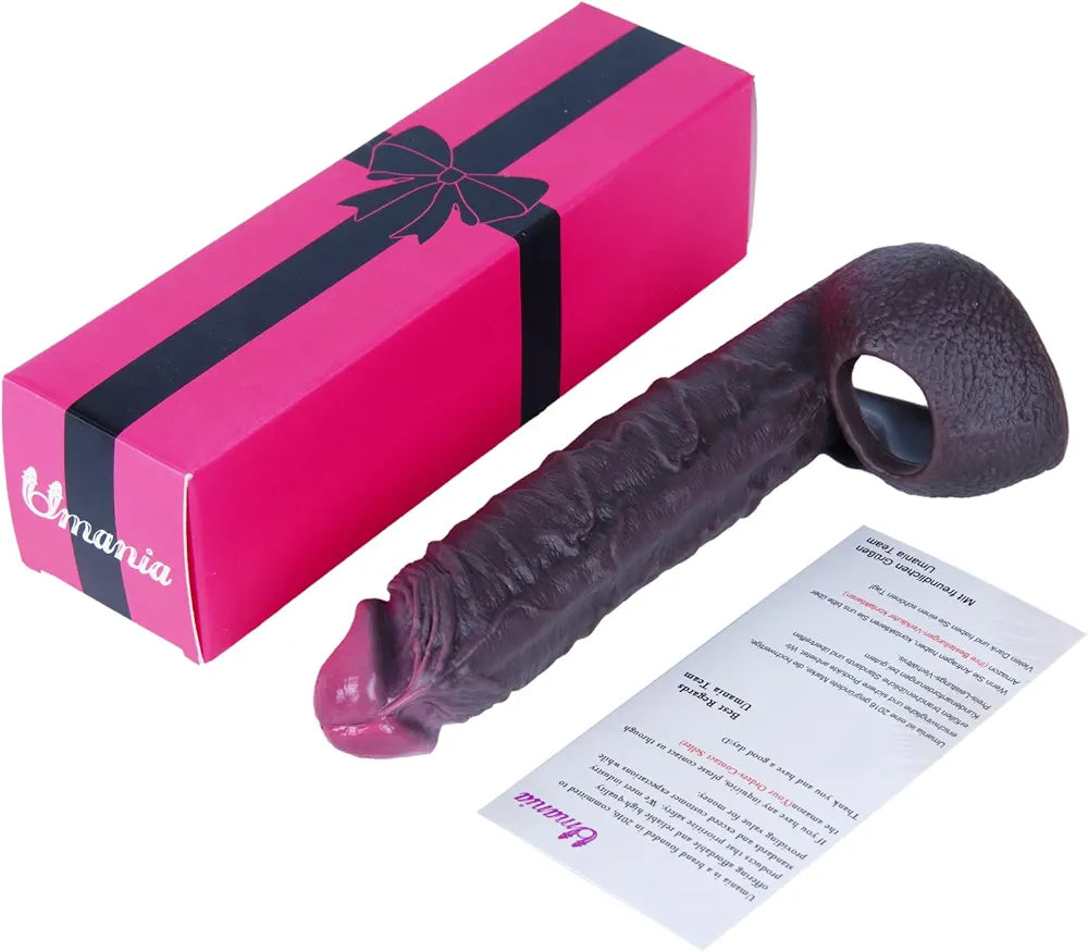 Umania 7.5-Inch Realistic Silicone Penis Sleeve and Cock Ring Extender for Enhanced Erection and Delay