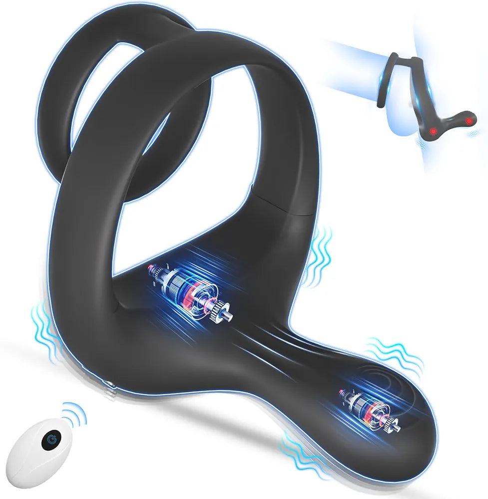 Dual-Motor Remote Controlled Silicone Vibrating Cock Ring for Enhanced Male Stimulation