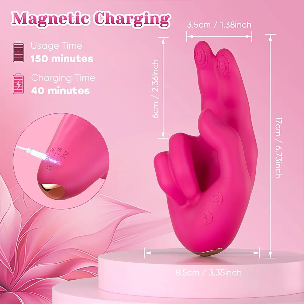 Heated Dual-Finger G-Spot & Clitoral Vibrator with 9 Stimulation Modes