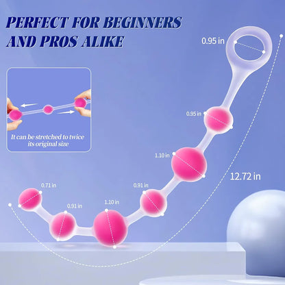 IMOTANI Flexible Silicone 6-Bead Anal Trainer and Prostate Massager with Pull Ring