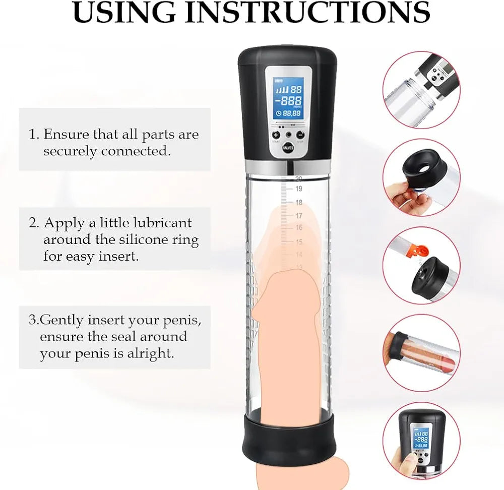 Automatic Male Penis Pump with LED Display and Pressure Control for Erection Enhancement