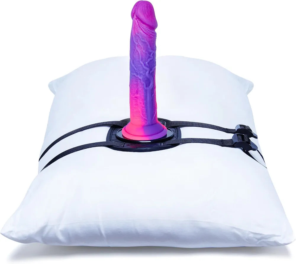 Adjustable Black PU Leather Suction Cup Dildo Holder for Furniture and Sex Swings