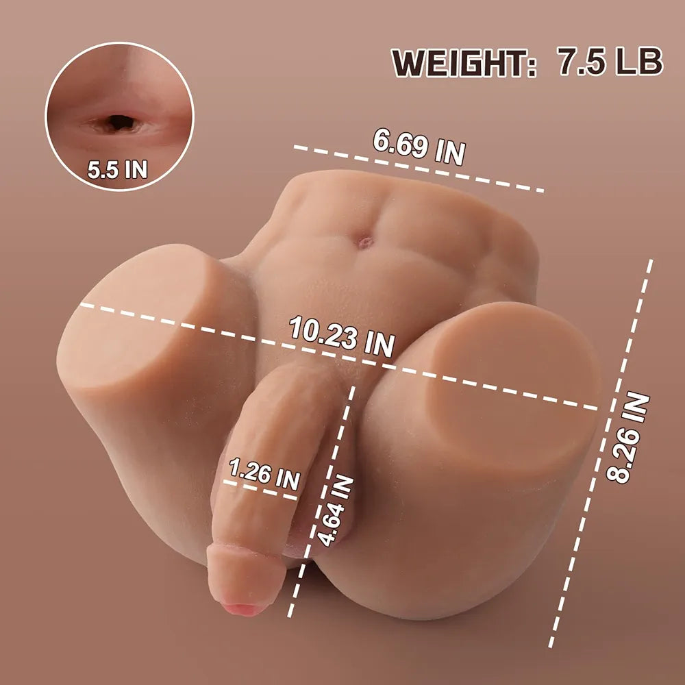 Realistic TPE Male Torso Masturbator with Anal and Penis - 7.5LB