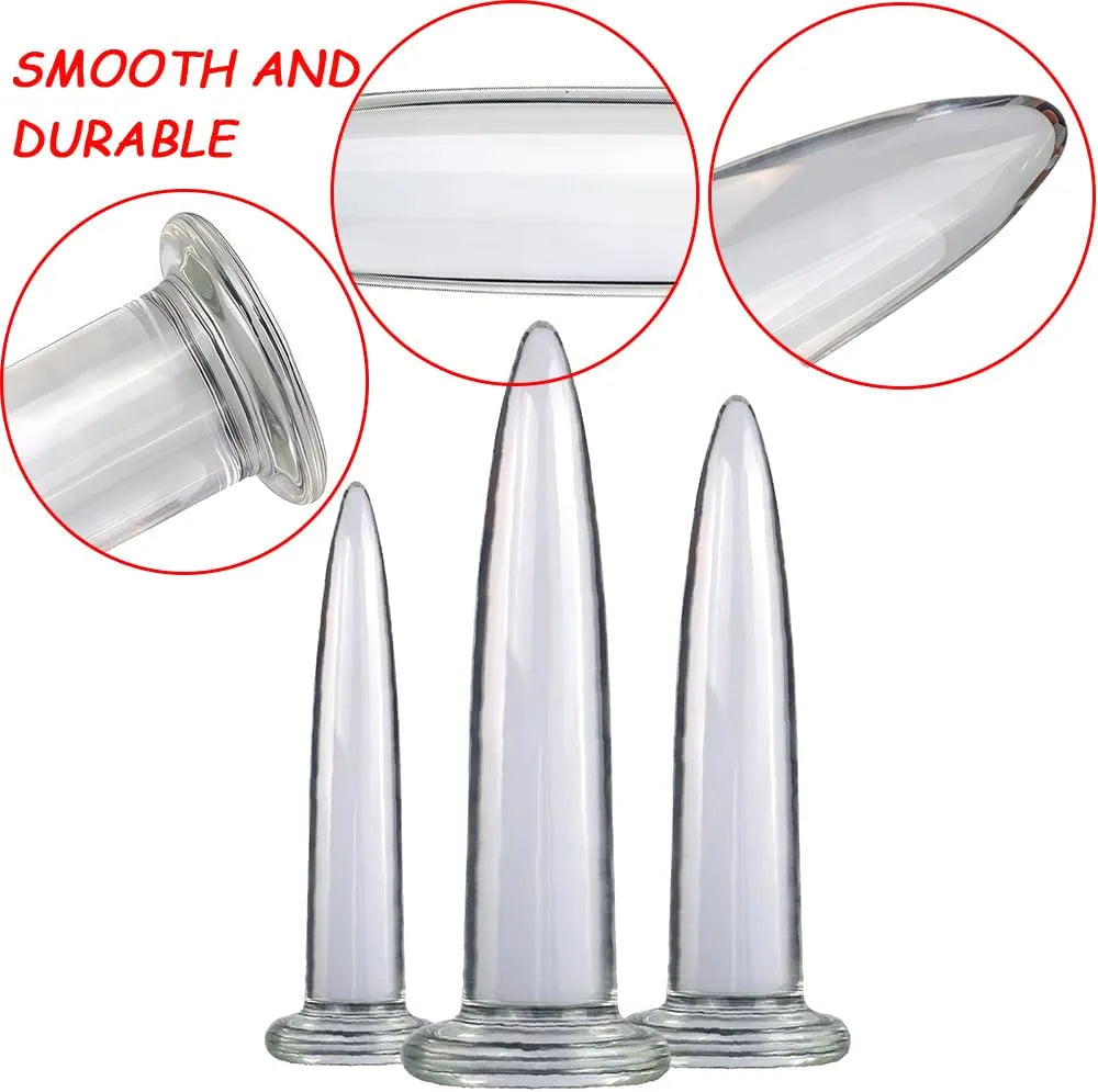 3-Piece Transparent Glass Anal Training and Dilation Set for Beginners
