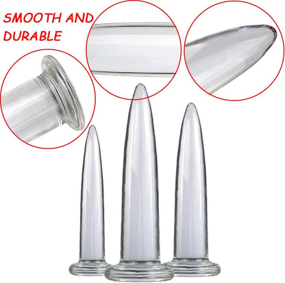 3-Piece Transparent Glass Anal Training and Dilation Set for Beginners