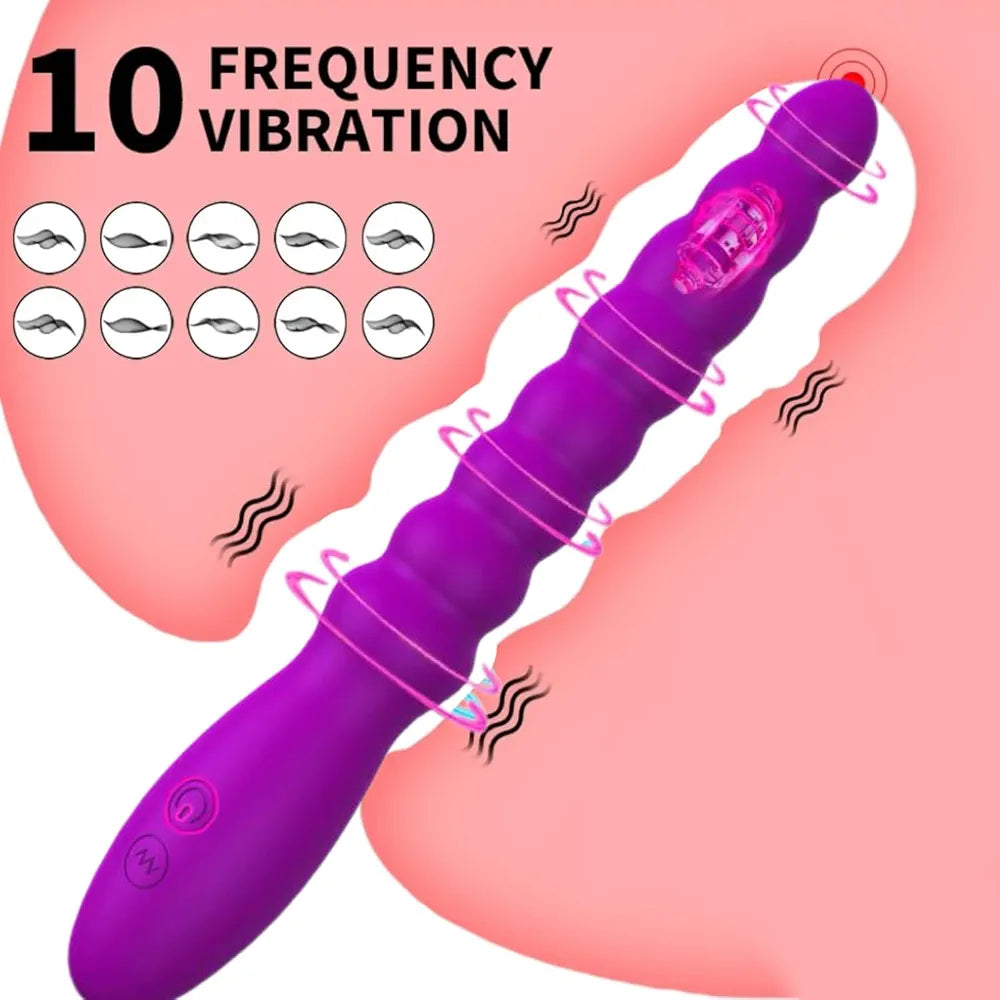 10-Mode Rechargeable Vibrating Anal Bead Plug for Prostate and G-Spot Stimulation