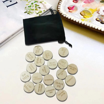 20-Piece Wooden Date Night Decision Tokens for Couples - Romantic & Playful Gift Set