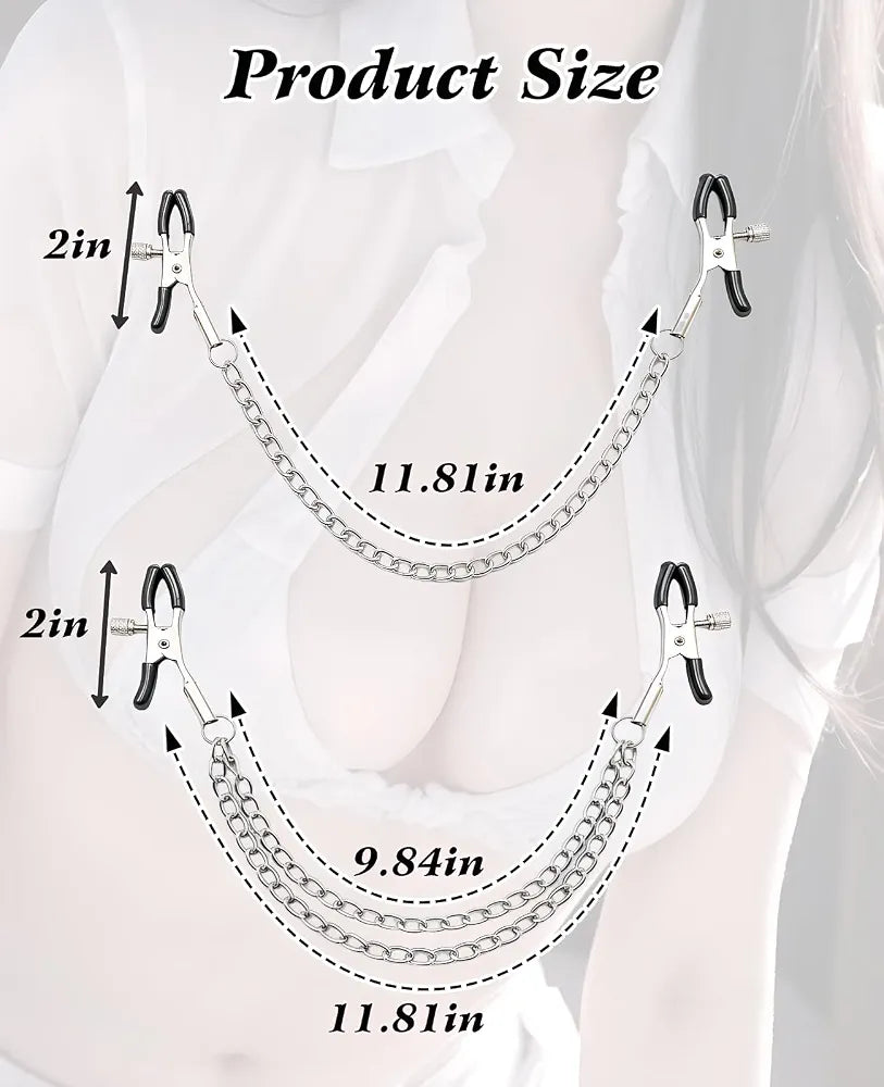 Adjustable Weighted Nipple Clamps - 2 Piece Metal Sensory Play Set