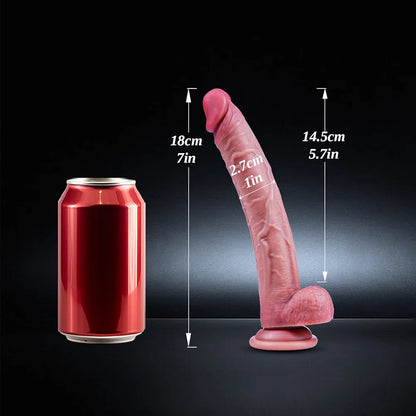 7-Inch Ultra-Slim Realistic Silicone Beginner Dildo with Suction Cup
