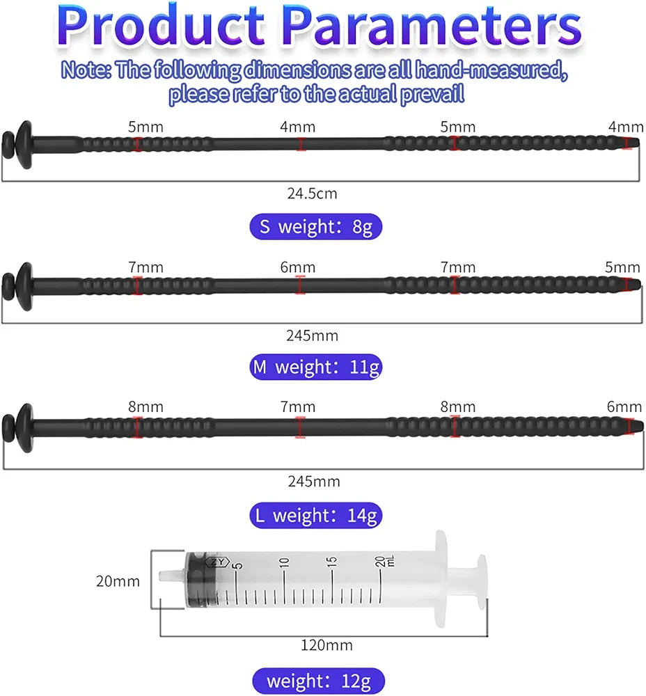 Hollow Silicone Urethral Sounding Plug with Irrigation Syringe for Men