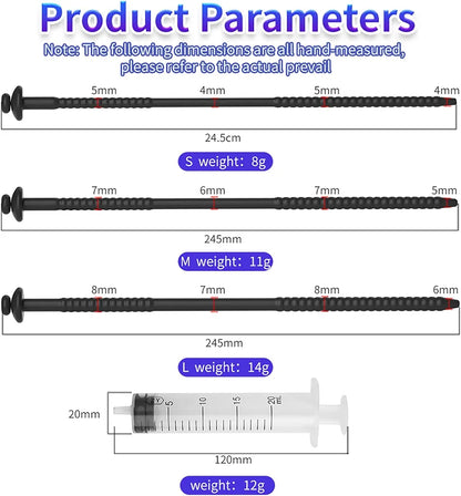 Hollow Silicone Urethral Sounding Plug with Irrigation Syringe for Men