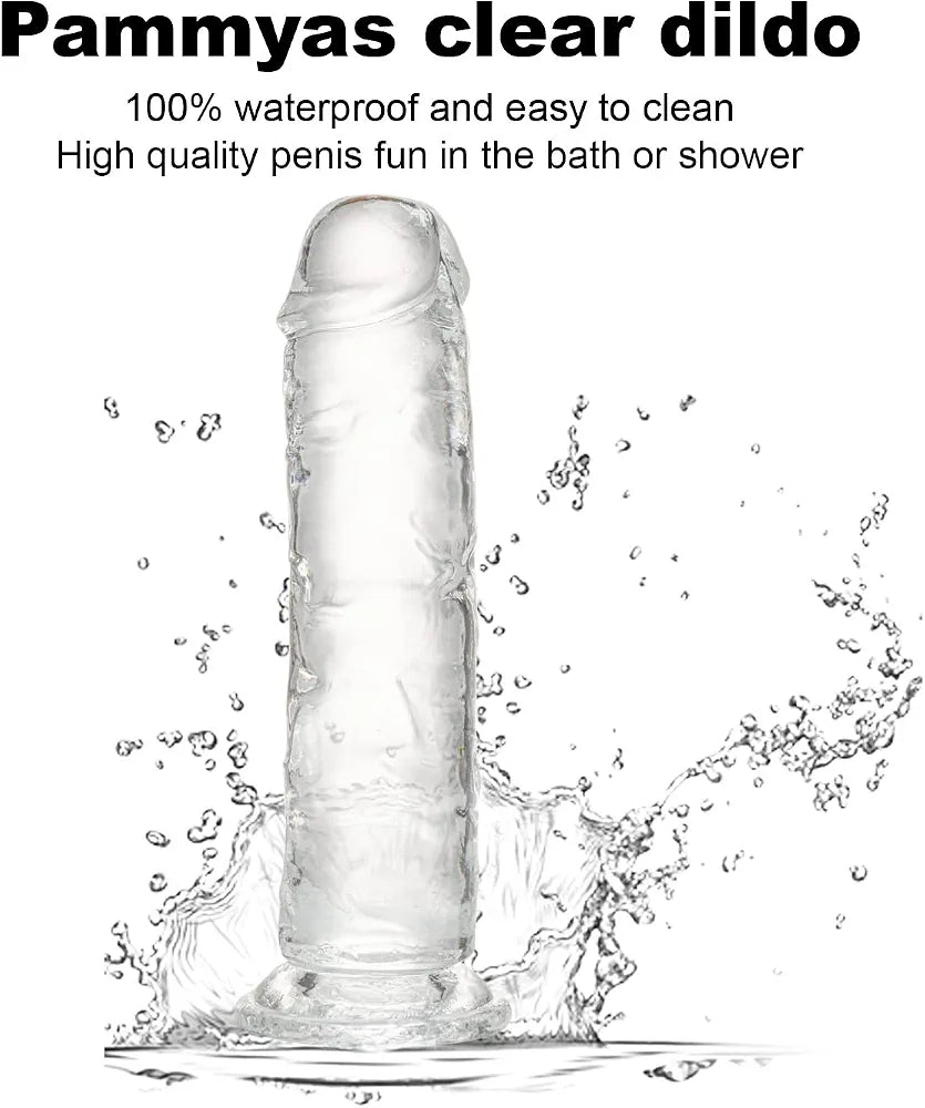7.1-Inch Realistic Clear Dildo with Strong Suction Cup for Hands-Free Play - Soft Beginner-Friendly Adult Toy