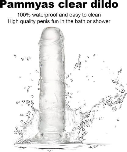 7.1-Inch Realistic Clear Dildo with Strong Suction Cup for Hands-Free Play - Soft Beginner-Friendly Adult Toy