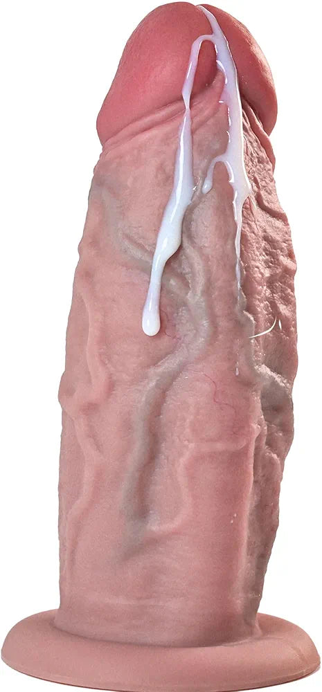 7.5-Inch Realistic Curved Silicone Dildo with 2.5-Inch Diameter and Strong Suction Cup for Hands-Free G-Spot and Anal Stimulation