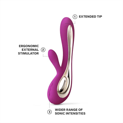LELO Soraya 2 Dual-Action Rabbit Vibrator for Clitoral and G-Spot Stimulation, Waterproof, Deep Rose