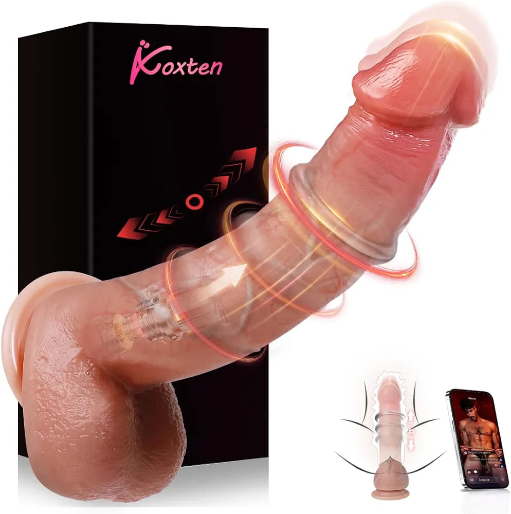 Koxten Realistic Thrusting and Heating Dildo Vibrator with Suction Cup - 9 Vibration Modes
