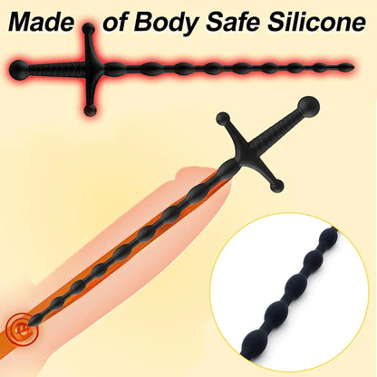 3-Piece Silicone Urethral Sounding Set with Textured Penis Plugs and Dilators for Men