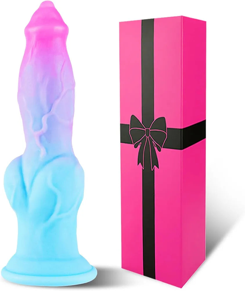 8-Inch Fantasy Creature Silicone Dildo with Suction Cup - Textured Monster-Style Anal Toy