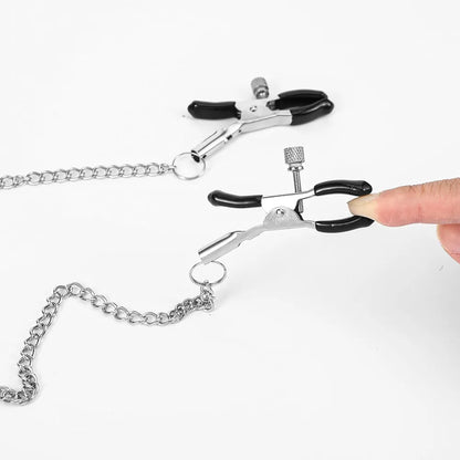 Adjustable Y-Shaped Nipple and Clitoral Stimulation Clamps for Couples