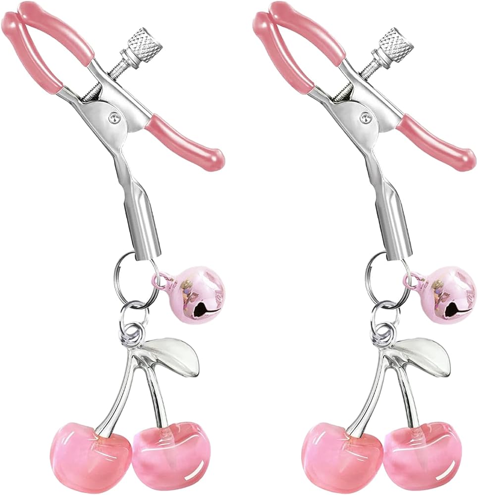 Adjustable Heart Charm Nipple Clamps for Couples - Non-Piercing Body Jewelry