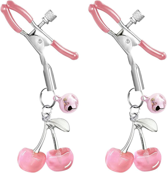 Adjustable Heart Charm Nipple Clamps for Couples - Non-Piercing Body Jewelry