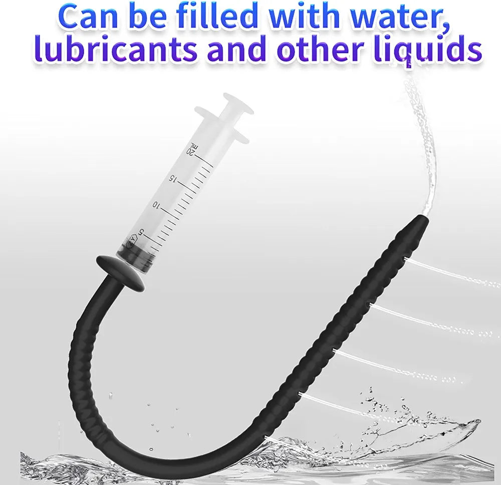 Hollow Silicone Urethral Sounding Plug with Irrigation Syringe for Men