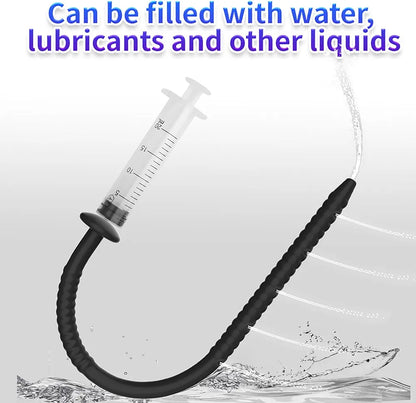 Hollow Silicone Urethral Sounding Plug with Irrigation Syringe for Men