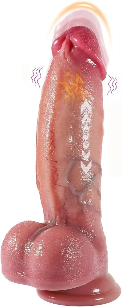 Realistic Heated Thrusting & Vibrating G-Spot Dildo with Remote and Suction Cup Base