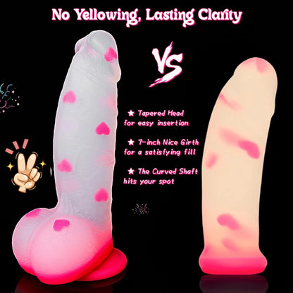 8-Inch Monster Fantasy Dildo - Pink Clear Liquid Silicone Suction Cup Strap-On for G-Spot and Anal Play