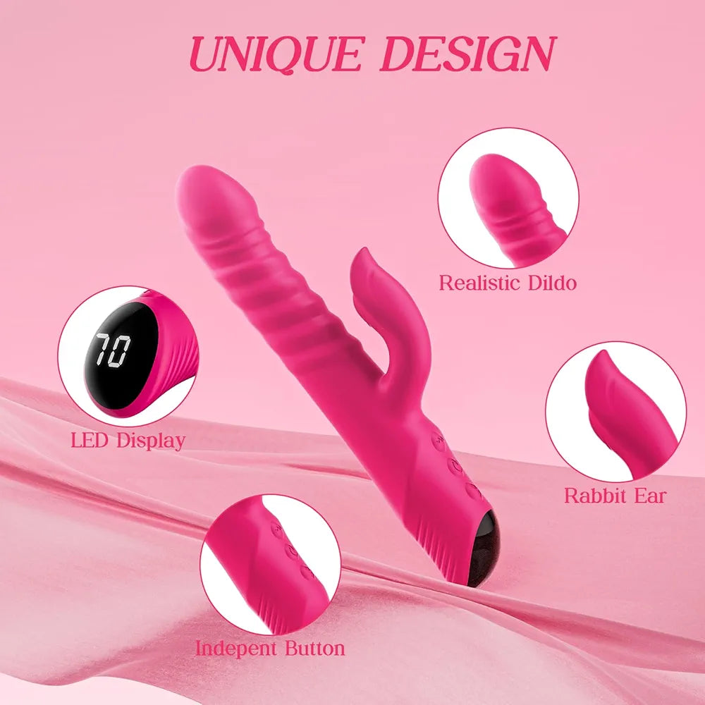Rechargeable Rabbit G-Spot Vibrator with 7 Thrusting and Vibration Modes