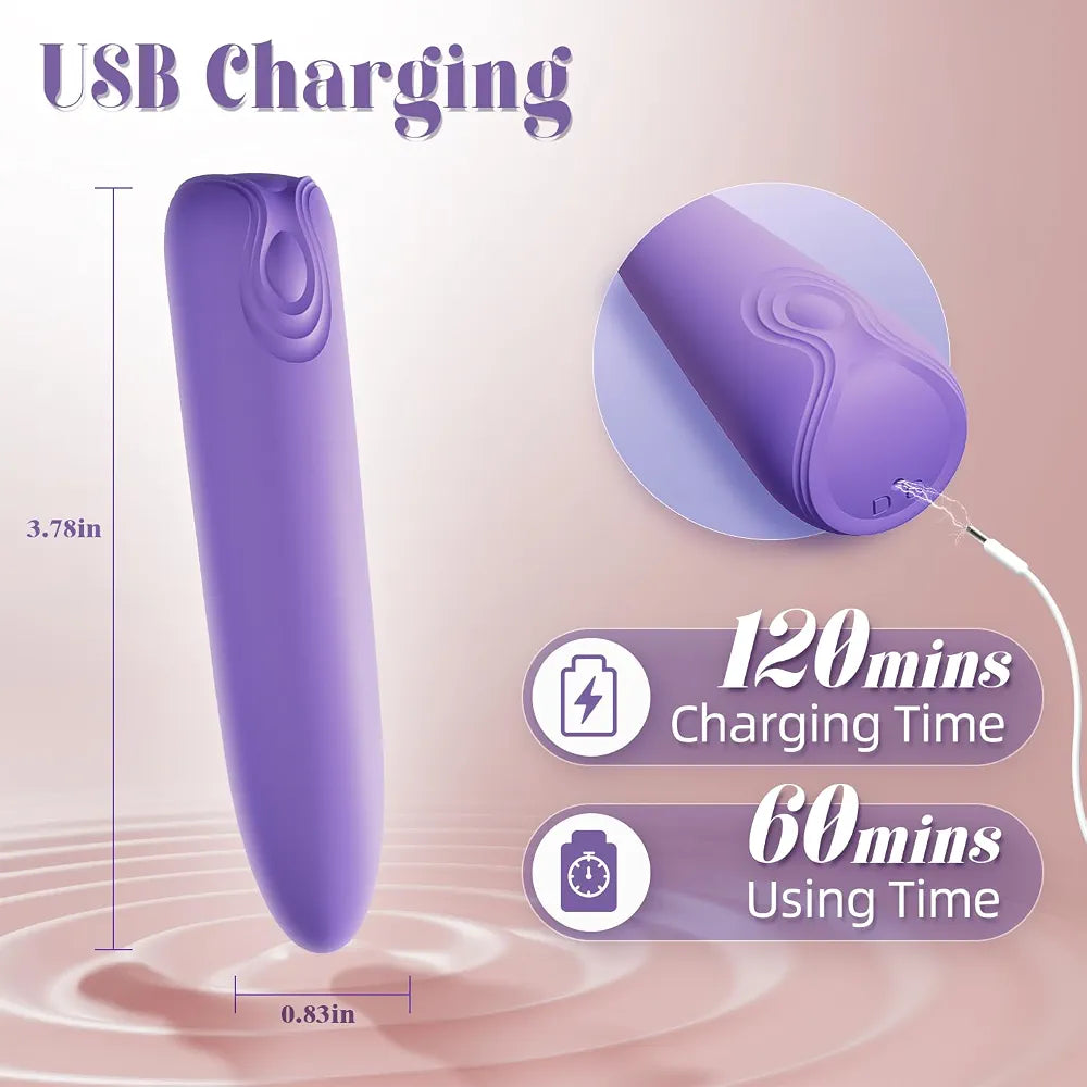 Premium Mini Bullet Vibrator - 9-Speed Waterproof Silicone Finger Wand for Clitoral, G-Spot, and Nipple Stimulation
